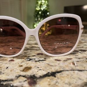 Tahari Oversized White Sunglasses